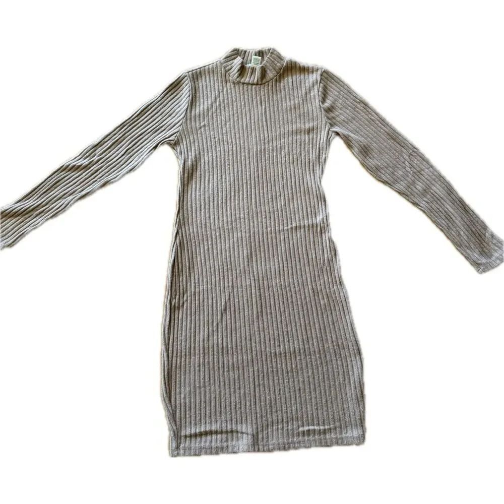 Bozzolo Ribbed Above Knee & Mini Bodycon Sweater Dress Tan Nude Women’s Size M